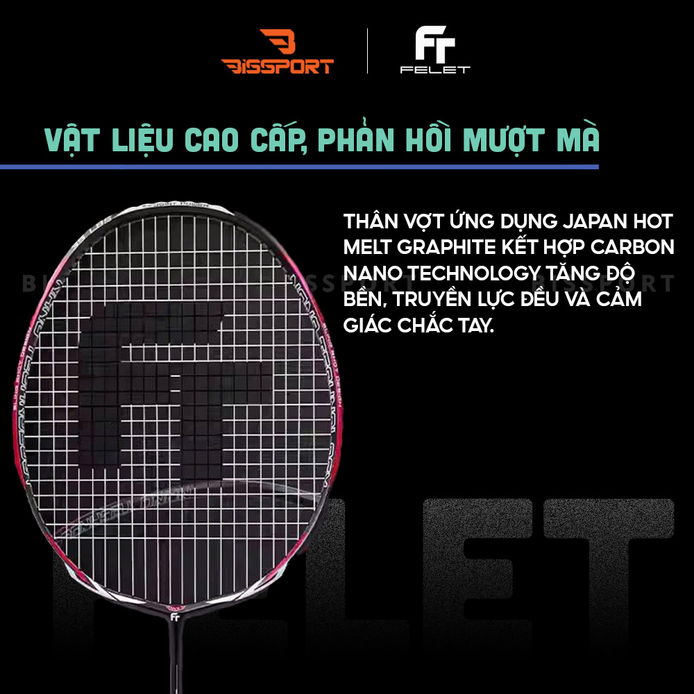 Vợt Cầu Lông Felet TJ Power-Power Chính Hãng - Khung Chắc - Ít Rung - Bền - Thân Cứng - Ổn Định - Thiên Công